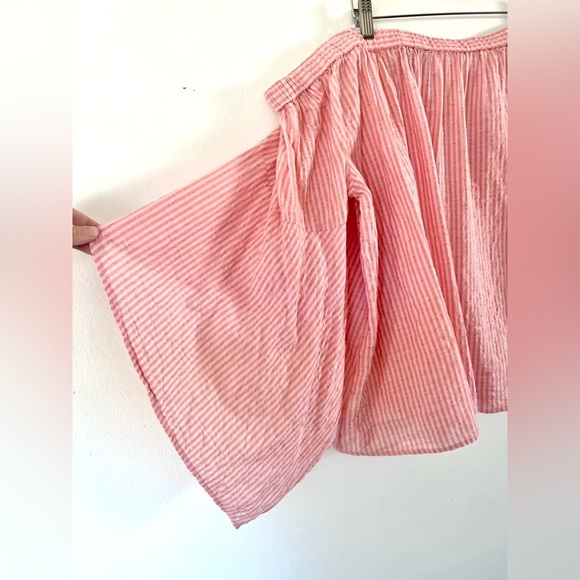 Lane Bryant Orange & Pink Striped Off The Shoulder Bell Sleeve Top Size 18/20 - Picture 7 of 9